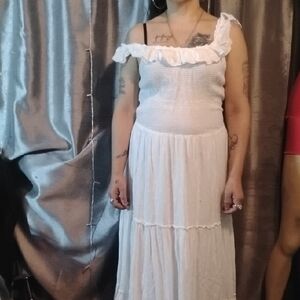 Old Navy White Ruffle Maxi Dress